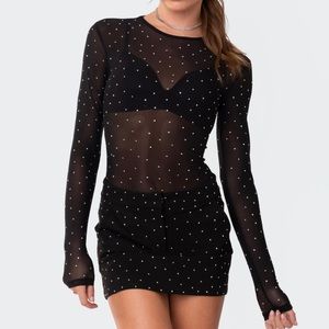 Edikted Rhinestone Mesh Bodysuit